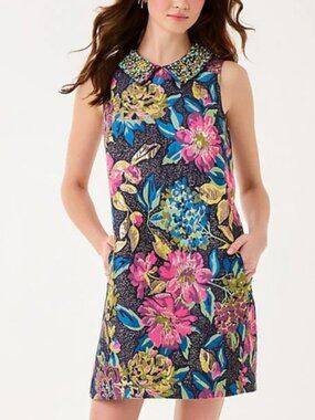 NWT Lilly Pulitzer Kelliana shift dress with jeweled collar size 10